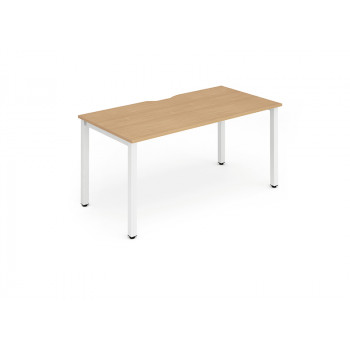 Single White Frame Bench Desk 1400 Beech