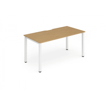 Single White Frame Bench Desk 1400 Oak