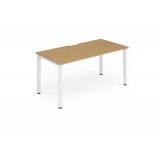 Single White Frame Bench Desk 1200 Oak
