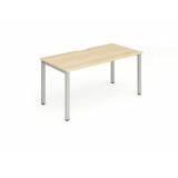 Single Silver Frame Bench Desk 1600 Maple