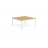 B2b White Frame Bench Desk 1600 Beech (2 Pod)
