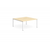 B2b White Frame Bench Desk 1600 Maple (2 Pod)