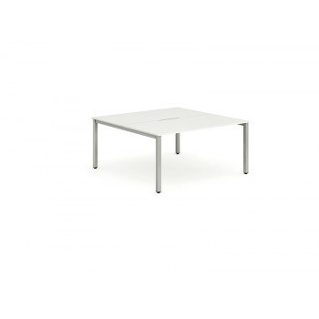 B2b Silver Frame Bench Desk 1400 White (2 Pod)