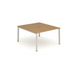 B2b Silver Frame Bench Desk 1400 Oak (2 Pod)