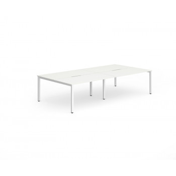 B2b White Frame Bench Desk 1600 White (4 Pod)