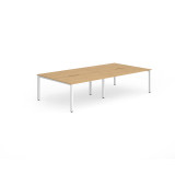 B2b White Frame Bench Desk 1600 Beech (4 Pod)