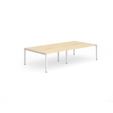 B2b White Frame Bench Desk 1600 Maple (4 Pod)