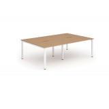 B2b White Frame Bench Desk 1600 Oak (4 Pod)