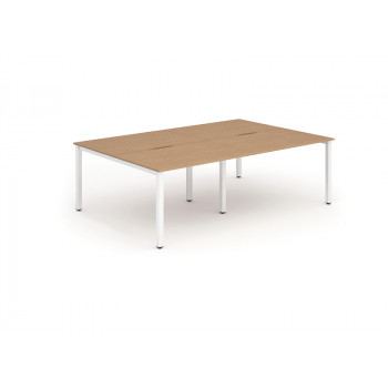 B2b White Frame Bench Desk 1600 Oak (4 Pod)