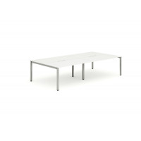 B2b Silver Frame Bench Desk 1600 White (4 Pod)