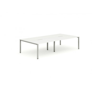 B2b Silver Frame Bench Desk 1600 White (4 Pod)