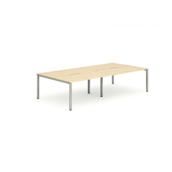 B2b Silver Frame Bench Desk 1600 Maple (4 Pod)