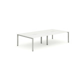 B2b Silver Frame Bench Desk 1400 White (4 Pod)