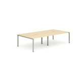 B2b Silver Frame Bench Desk 1400 Maple (4 Pod)