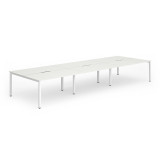B2b White Frame Bench Desk 1600 White (6 Pod)