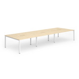 B2b White Frame Bench Desk 1600 Maple (6 Pod)