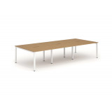 B2b White Frame Bench Desk 1600 Oak (6 Pod)