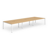 B2b White Frame Bench Desk 1400 Beech (6 Pod)