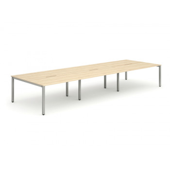 B2b Silver Frame Bench Desk 1600 Maple (6 Pod)