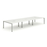B2b Silver Frame Bench Desk 1400 White (6 Pod)