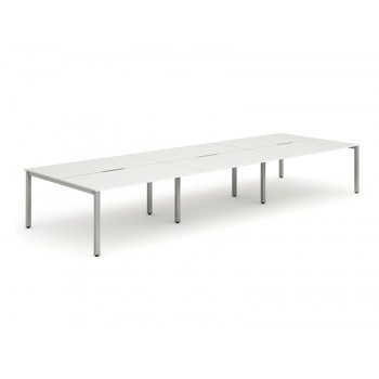 B2b Silver Frame Bench Desk 1400 White (6 Pod)