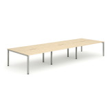 B2b Silver Frame Bench Desk 1400 Maple (6 Pod)