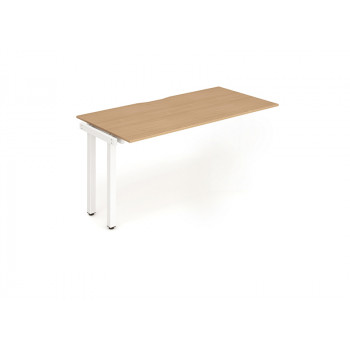 Single Ext Kit White Frame Bench Desk 1600 Beech