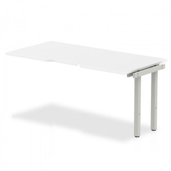 Single Ext Kit Silver Frame Bench Desk 1400 White
