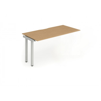 Single Ext Kit Silver Frame Bench Desk 1400 Oak