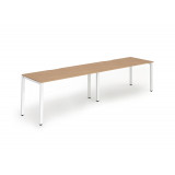 Single White Frame Bench Desk 1200 Beech (2 Pod)