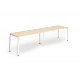 Single White Frame Bench Desk 1200 Maple (2 Pod)