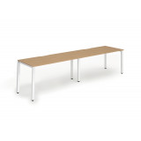 Single White Frame Bench Desk 1200 Oak (2 Pod)