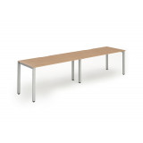 Single Silver Frame Bench Desk 1600 Beech (2 Pod)