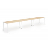 Single White Frame Bench Desk 1200 Maple (3 Pod)