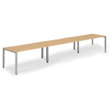 Single Silver Frame Bench Desk 1600 Beech (3 Pod)