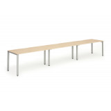 Single Silver Frame Bench Desk 1600 Maple (3 Pod)
