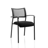 Brunswick Visitor Black Fabric Chair With Arms Black Frame