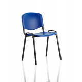 Iso Stacking Chair Blue Poly Black Frame Without Arms