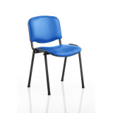 Iso Stacking Chair Blue Vinyl Black Frame Without Arms