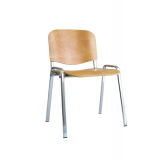 Iso Stacking Chair Beech Chrome Frame Without Arms