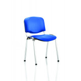 Iso Stacking Chair Blue Vinyl Chrome Frame Without Arms