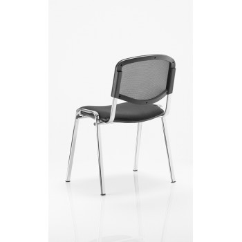 Iso Stacking Chair Black Mesh Chrome Frame Without Arms