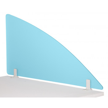 Angle 400/800 Desktop Divider Rounded Corners Frosted Light Blue 6mm Acrylic