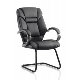 Galloway Cantilever Chair Black Leather With Arms Galloway Cantilever Chair Black Leather With Arms