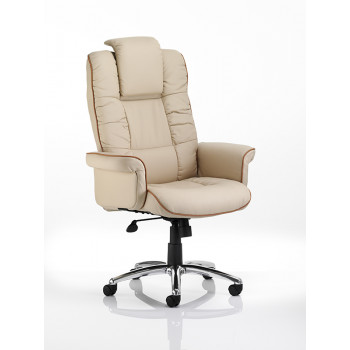 Chelsea Executive Chair Cream Bonded Leather With Arms