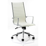 Ritz Executive High Back Chair Ivory Bonded Leather With Arms
