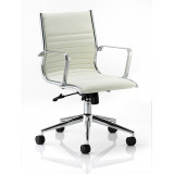 Ritz Executive Medium Back Chair Ivory Bonded Leather With Arms
