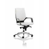 Xenon Executive Black Shell Medium Back White Leather With Arms
