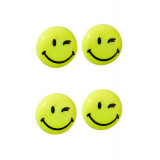 Smiley Magnets. Size: 40 Mm, Yellow, Magnet Strength: 1500 G, Pack 4