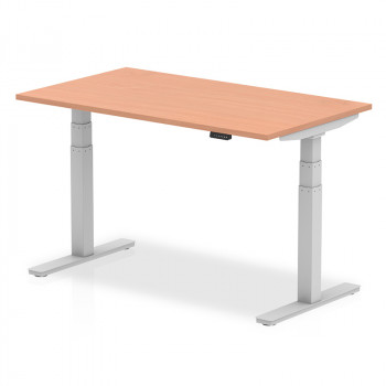 Air 1400/800 Beech Height Adjustable Desk With Silver Legs